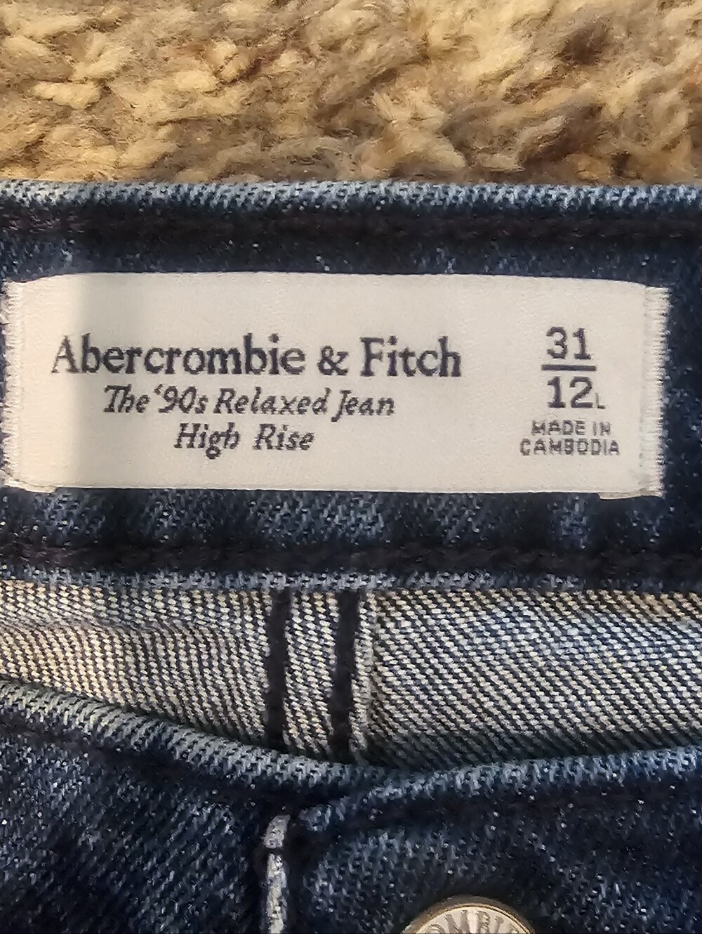 ABERCROMBIE & FITCH The 90s Relaxed High Rise Trouser Jean 31/12 long Dark Wash - Picture 7 of 9